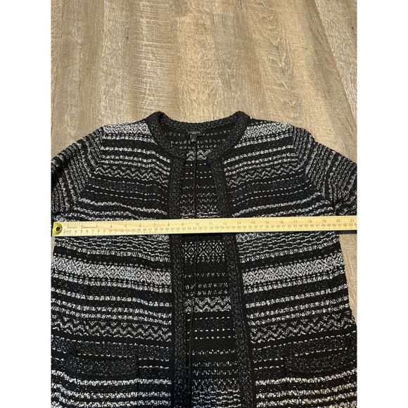 Talbots Black White Metallic Duster Open Front Cardigan Sweater Women’s SP - Picture 2 of 7